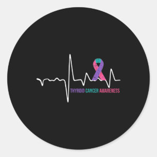 Cancer Awareness Heartbeat Ribbon Classic Round Sticker