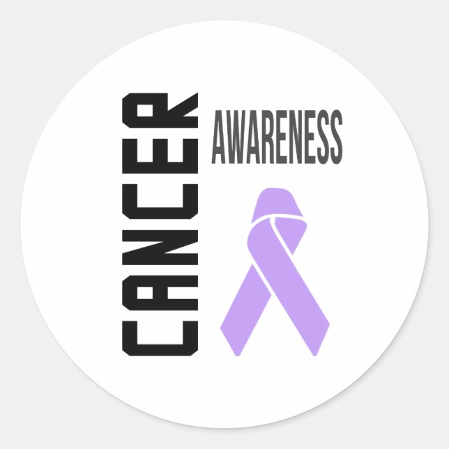 Cancer Awareness Lavender (all cancer) Ribbon Classic Round Sticker (Front)