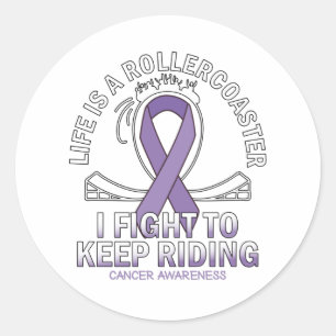 Cancer awareness lavender ribbon classic round sticker