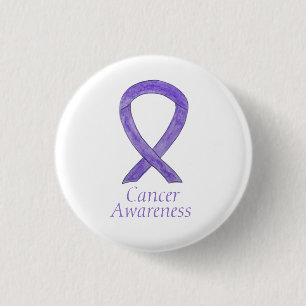 Cancer Awareness Lavender Ribbon Custom Pin Button