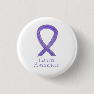 Cancer Awareness Lavender Ribbon Custom Pin Button