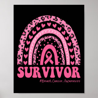 Cancer Awareness Pink Rainbow Breast Cancer Surviv Poster