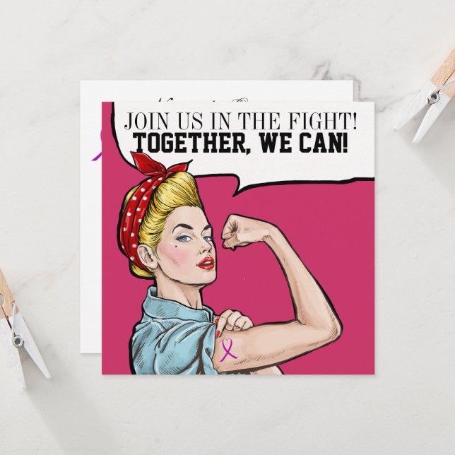 Cancer Awareness - Pink Ribbon Invitation (Front/Back In Situ)