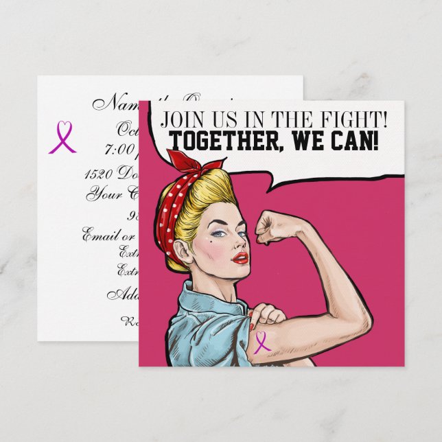 Cancer Awareness - Pink Ribbon Invitation (Front/Back)