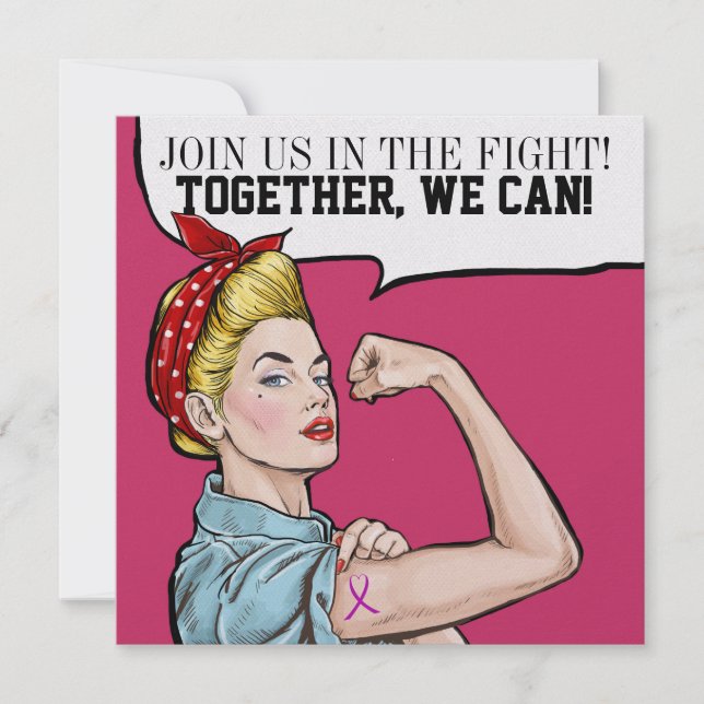 Cancer Awareness - Pink Ribbon Invitation (Front)