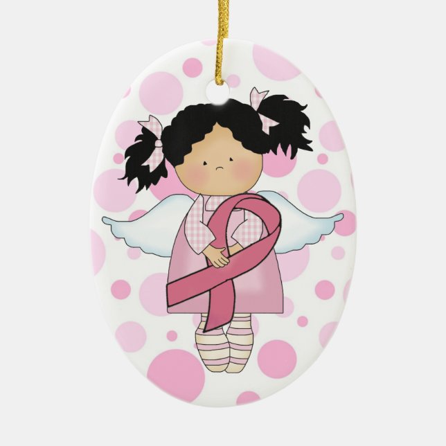 Cancer Awareness Pink Ribbon  - SRF Ceramic Tree Decoration (Front)