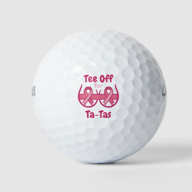 Cancer Awareness Pink Tee Off Ta-Tas Golf Balls (Front)