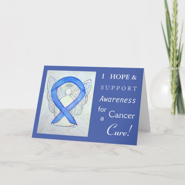 Cancer Awareness Ribbon Angel Greeting Card (Front)