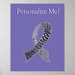 Cancer Awareness Ribbon Custom Color Poster