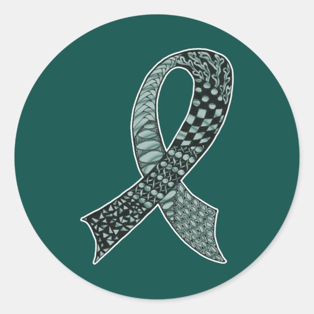 Cancer Awareness Ribbon Custom Colours Classic Round Sticker (Front)