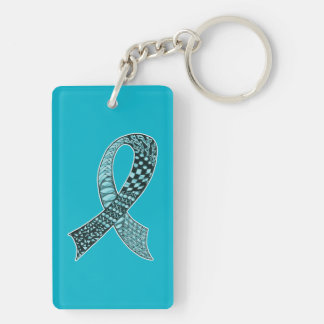 Cancer Awareness Ribbon Custom Colours Key Ring
