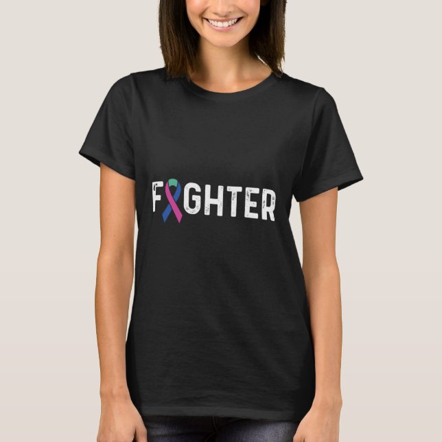 Cancer Awareness Ribbon Fighter  T-Shirt (Front)
