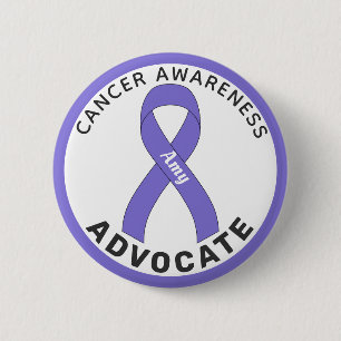 Cancer Awareness Ribbon White Button
