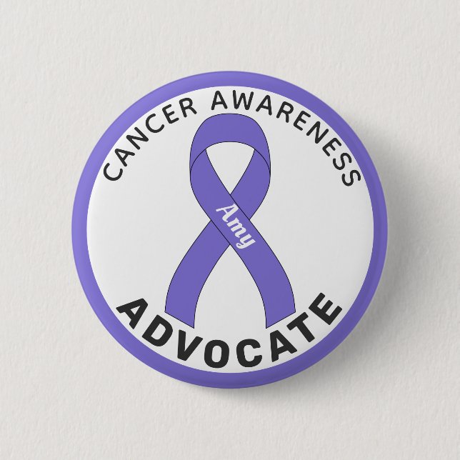 Cancer Awareness Ribbon White Button (Front)