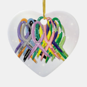 Cancer Awareness Ribbons Ceramic Tree Decoration