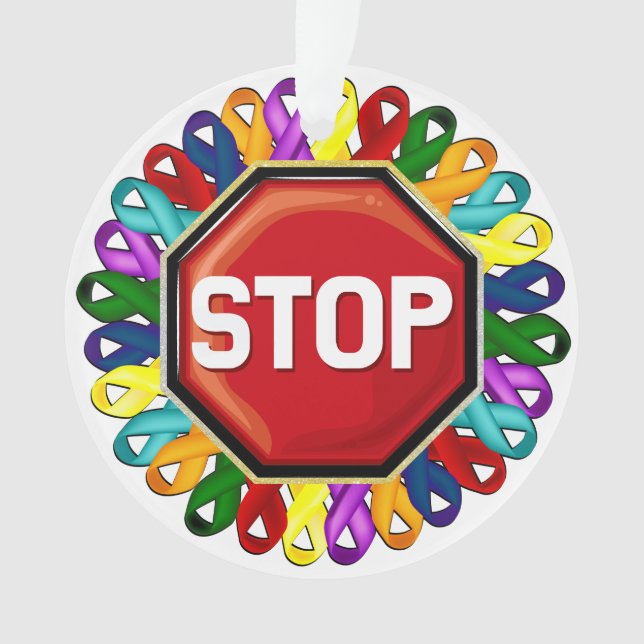 Cancer Awareness Ribbons Ornament (Front)