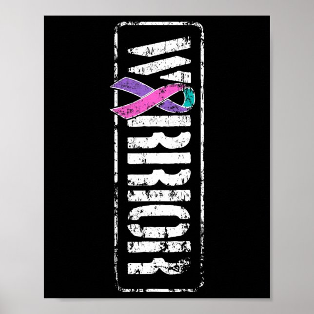 Cancer Awareness - Sideways Military Warrior Ribbo Poster (Front)