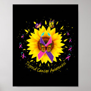 Cancer Awareness Sunflower Butterfly Gift Survivor Poster
