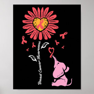 Cancer Awareness Sunflower Elephant Girl Kids Todd Poster