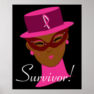 Cancer Awareness Think Pink Ribbon Survivor I Poster
