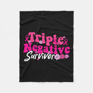 Cancer Awareness Triple Negative Survivor Flowers  Fleece Blanket