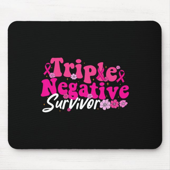 Cancer Awareness Triple Negative Survivor Flowers  Mouse Mat (Front)