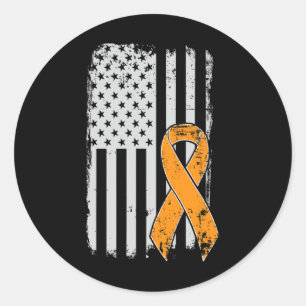 Cancer Awareness - Vintage Us American Flag  Classic Round Sticker