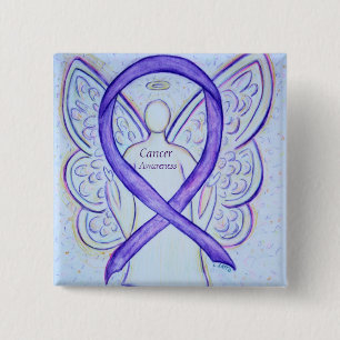 Cancer Awareness Violet Ribbon Angel Custom Pins