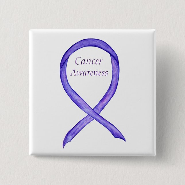 Cancer Awareness Violet Ribbon Custom Pins (Front)