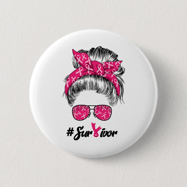 Cancer Awareness Warrior Believe Messy Bun Womens  6 Cm Round Badge (Front)