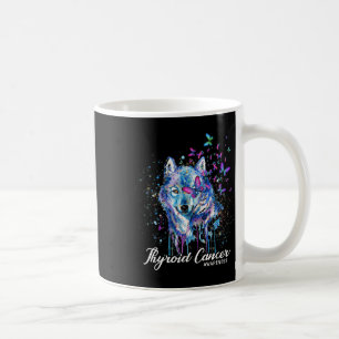 Cancer Awareness Wolf Teal Pink Blue Ribbon Coffee Mug