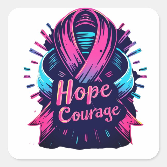 Cancer awarness collection square sticker (Front)