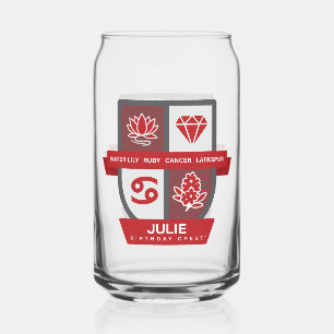 Cancer Birthday Crest™ for July 1-22 Can Glass