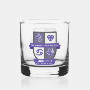 Cancer Birthday Crest™ for June 22-30 Whiskey Glass