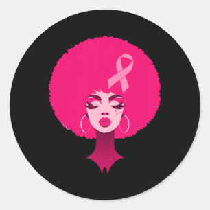 Cancer Black African American Women Support Pink 3 Classic Round Sticker