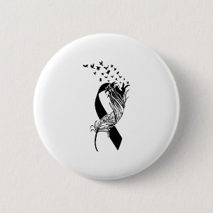 Cancer Black Ribbon Feather Birds 6 Cm Round Badge