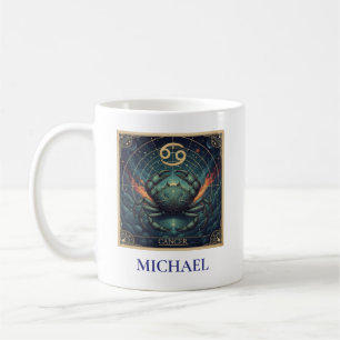 Cancer Blue Celestial Zodiac Coffee Mug