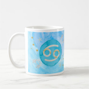 Cancer Blue Watercolour Astrology Zodiac Sign Mug