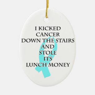 Cancer Bully (Light Blue Ribbon) Ceramic Tree Decoration