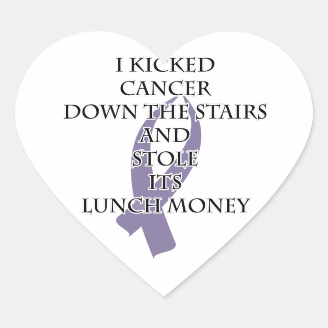 Cancer Bully (Light Purple Ribbon) Heart Sticker (Front)