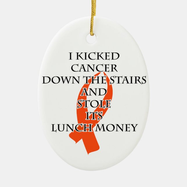 Cancer Bully (Orange Ribbon) Ceramic Tree Decoration (Front)