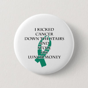 Cancer Bully (Teal Ribbon) 6 Cm Round Badge