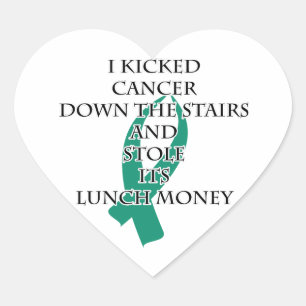 Cancer Bully (Teal Ribbon) Heart Sticker