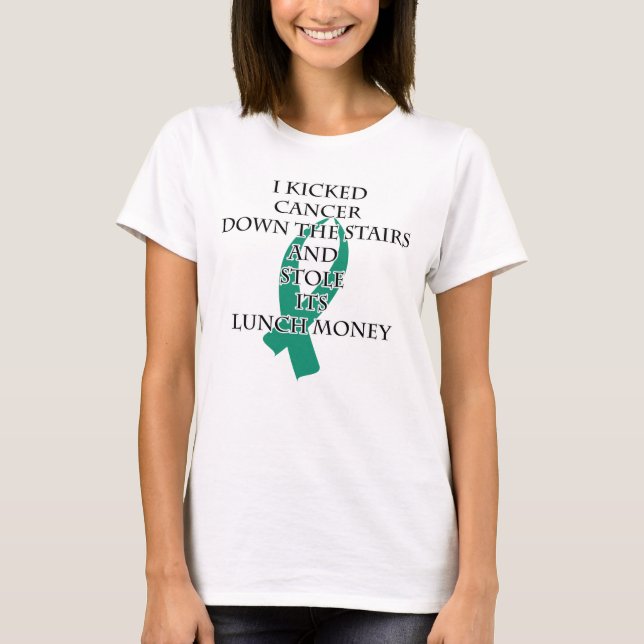 Cancer Bully (Teal Ribbon) T-Shirt (Front)