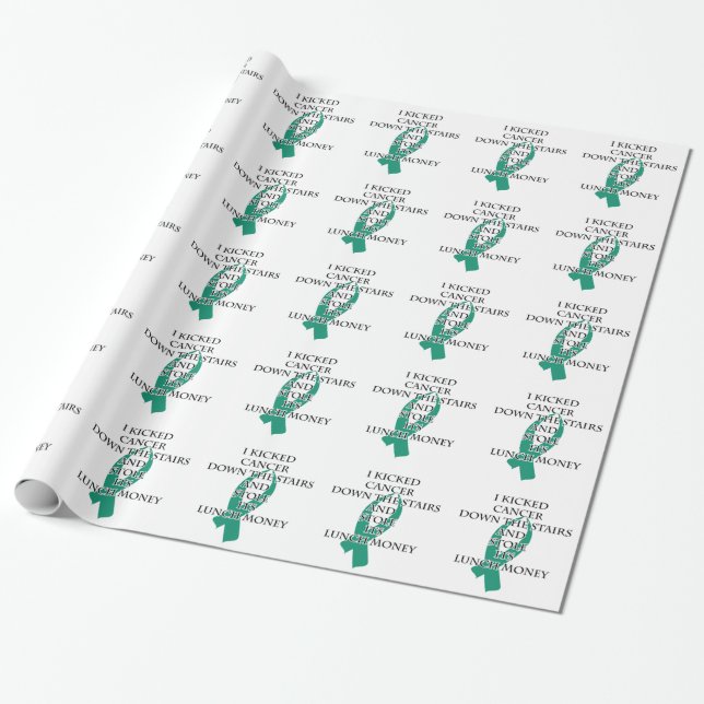 Cancer Bully (Teal Ribbon) Wrapping Paper (Unrolled)