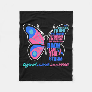 Cancer Butterfly - Thyroid Survivor Thyroid Cancer Fleece Blanket