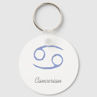 Cancer. Cancerian Zodiac Astrological Sign. Blue Key Ring