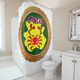 Cancer Cartoon Zodiac Astrology design Horoscope Shower Curtain