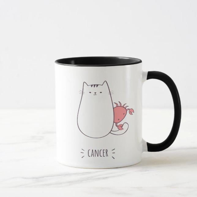 Cancer Cat Zodiac Sign Mug (Right)
