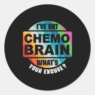 Cancer Chemo Brain Retro Awareness Gift Classic Round Sticker